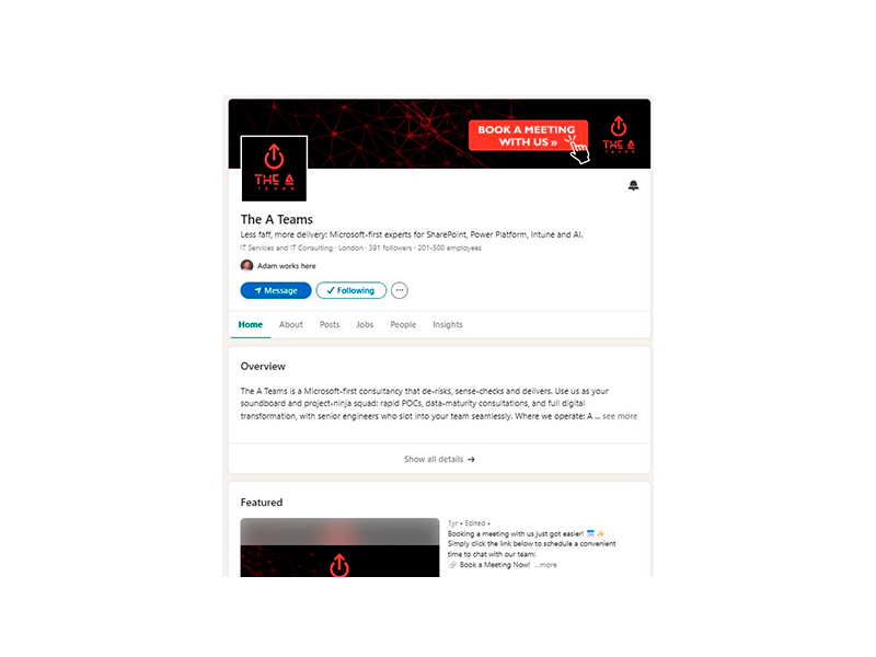 LinkedIn company page — banner and profile